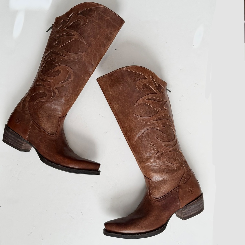 Ariat Chestnut Leather Heeled Boots - Picture 2 of 14